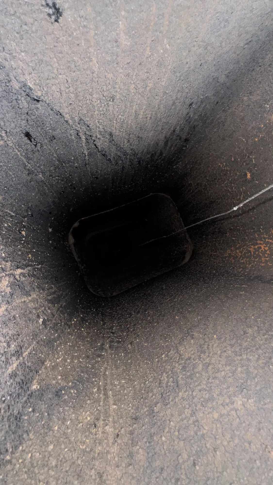 Damper inspection — throat viewed from the firebox