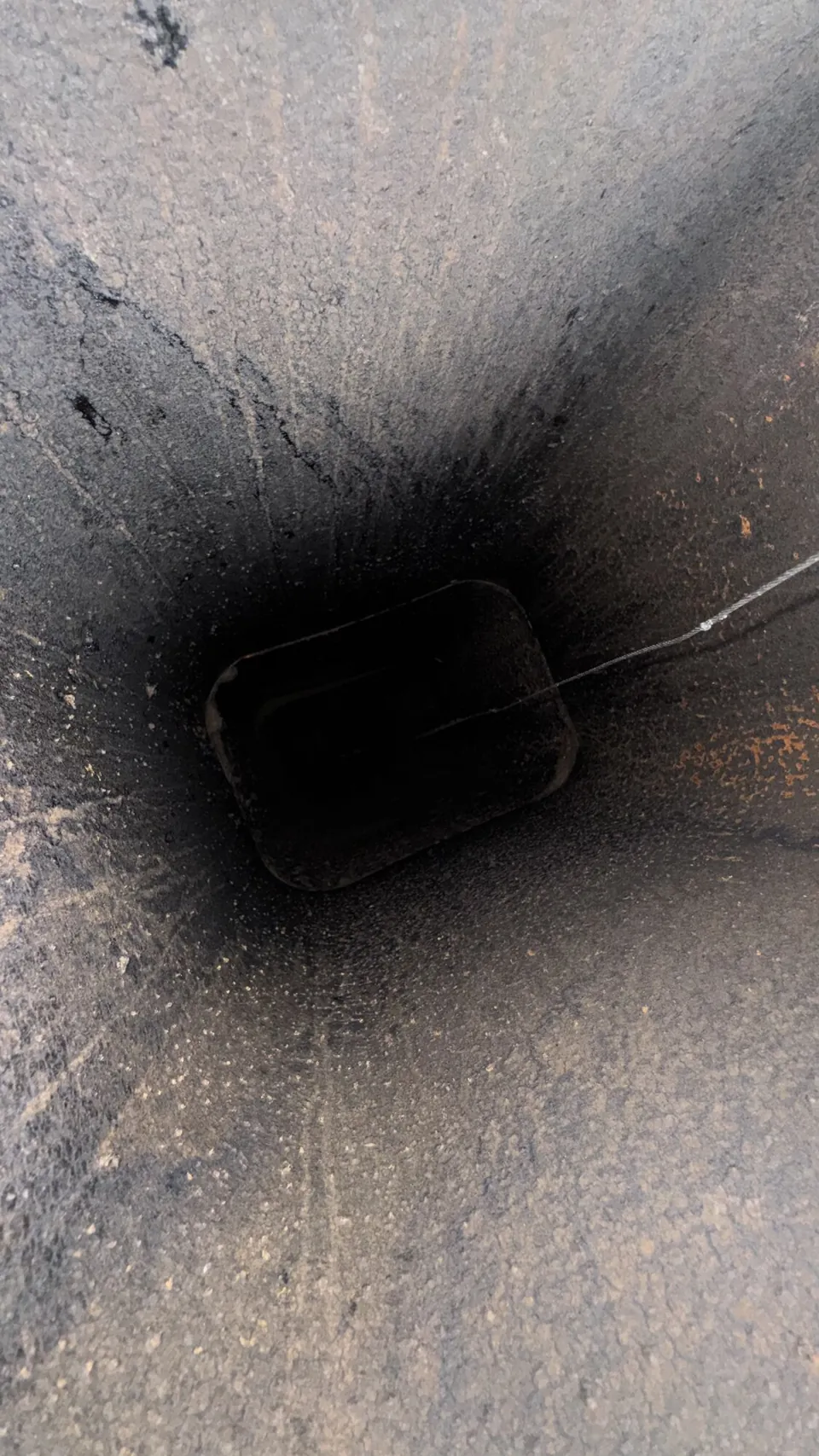 Damper inspection — throat viewed from the firebox