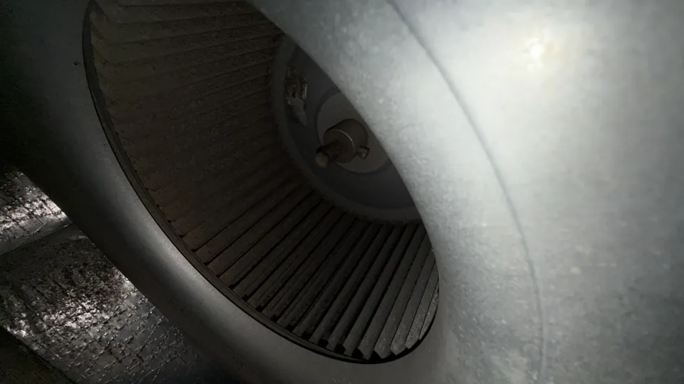 Air duct inspection — dust inside a duct