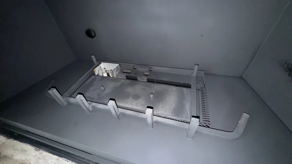 Gas fireplace service — cleaned burner tray and firebox